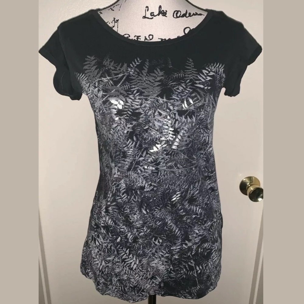 All Saints Shiny Graphic Tee Vintage Black X Small